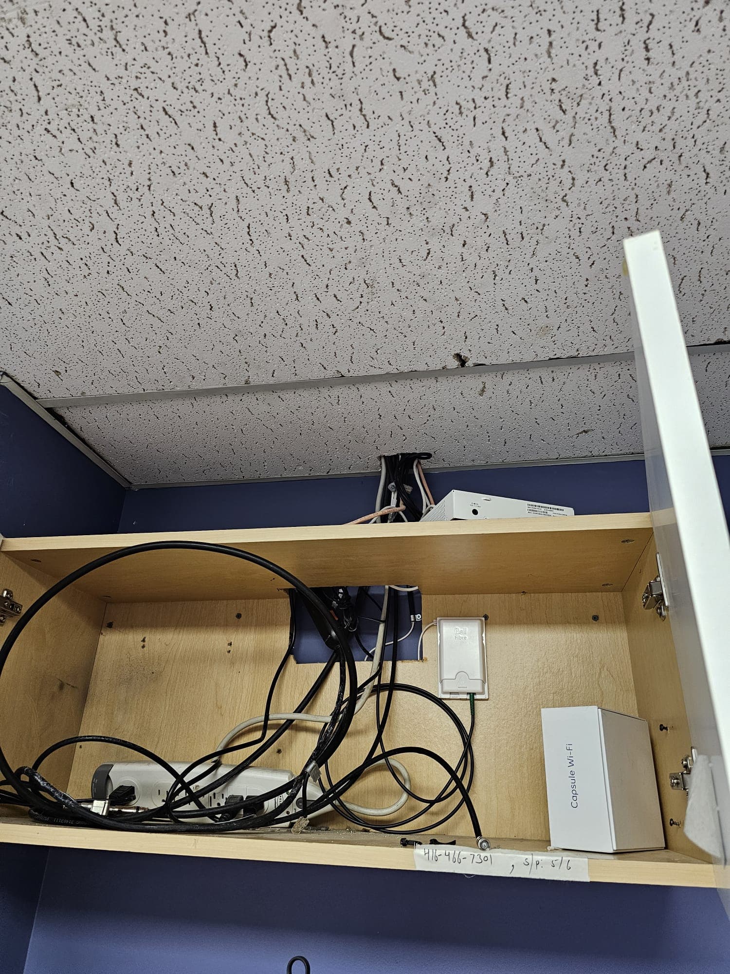 End user network cabinet with router and wifi equipment